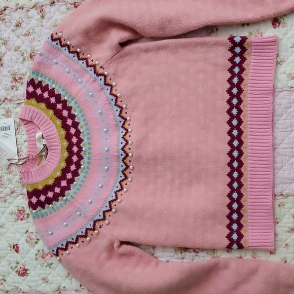 Loveshackfancy Crawley slim pullover Berry smash pink knit sweater S - Picture 8 of 13